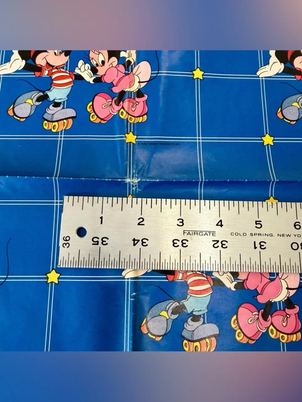 Disney Vintage 1980’s Mickey and Minnie Rollerskating wrapping paper Sheet- Rare